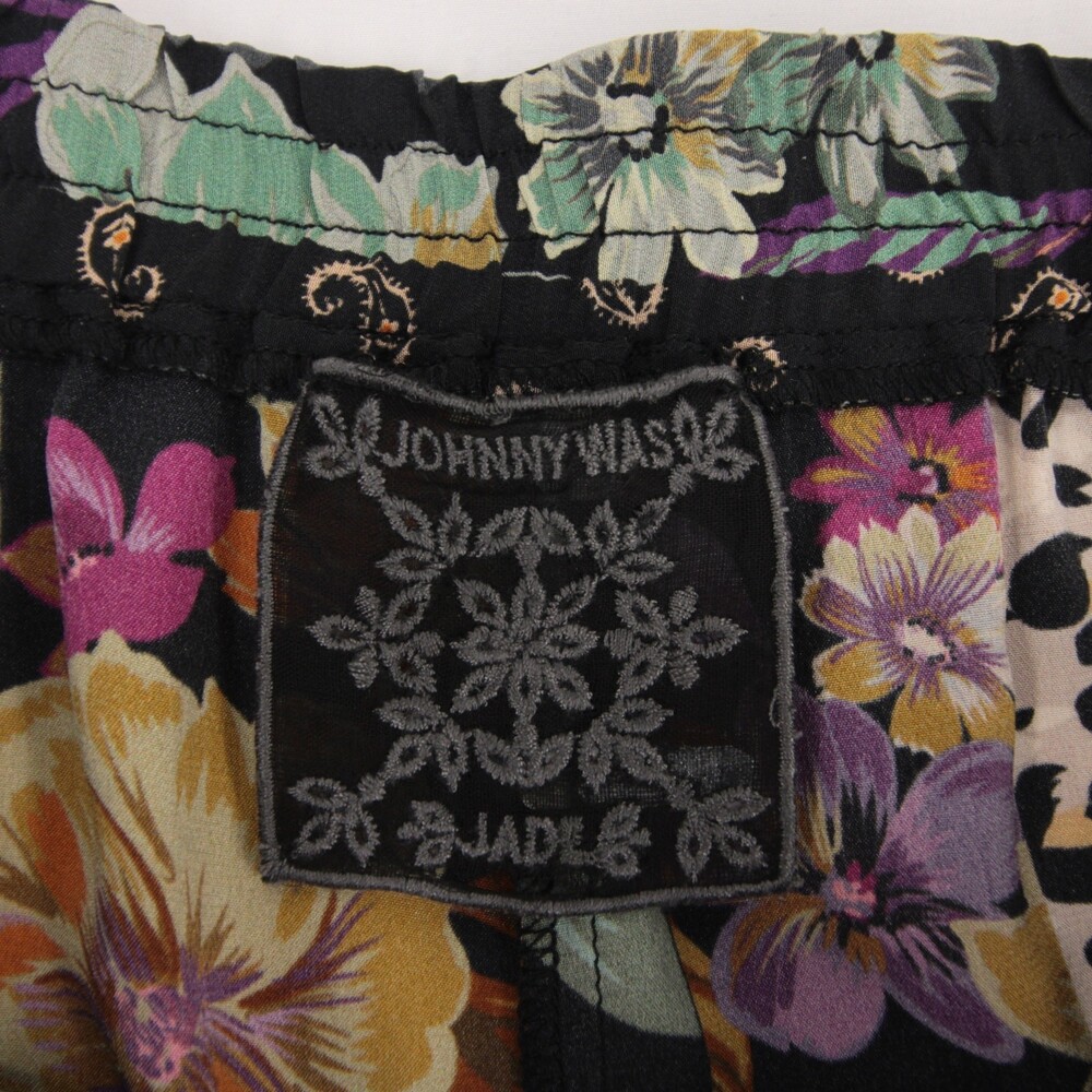 Johnny Was Jade Lioness Pants Womens 6 Multicolor Mixed Print Silk Wide Leg - Picture 9 of 10